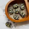 Serie Negra Retro Pájaro de Cerámica Glaseada Checo Doméstico Hojas Hechas a Mano Calco Oro Pulsera DIY Material Accesorios