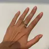Set de anillos vintage texturizado de nácar y piedra natural, de acero de titanio bañado en oro, estilo europeo y americano, apilables para mujer, suministro transfronterizo