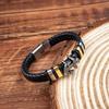 Fornecimento Transfronteiriço Europeu e Americano Pulseira Masculina de Liga Âncora Multicamadas Trançada em Couro PU Joias Atacado Pulseira com Fecho Magnético