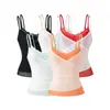 Camisola de encaje dulce y seductora de chica hot, estilo dos piezas superpuestas con diseño veraniego, con tela transparente de color contrastante de doble capa.