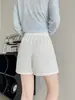 Pantalones cortos frescos de algodón y seda para mujer, nuevo estilo verano 2026, pantalones de pierna ancha tipo traje petite de cintura alta, shorts casuales adelgazantes y versátiles