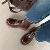 Botines plisados adelgazantes de moda 2025 Invierno Suela gruesa Gruesos Tacón medio Botas Martin Punta redonda Elásticos Cortos para Mujer
