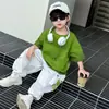 0506 Conjunto de Polo de Manga Corta de Verano para Niños 2026 Ropa de Verano Casual de Dos Piezas Estilo Coreano para Niños