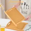 Bandeja para Juego de Té de Bambú Plato de Almacenamiento para Tazas de Agua Domésticas Plato de Servicio Rectangular Especial de Madera para Restaurante Plato para Frutas y Cena
