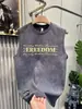 Chaleco Deportivo Lavado Retro Americano para Hombre Sudadera Holgada sin Mangas Fitness Baloncesto Verano Camiseta sin Mangas de Moda