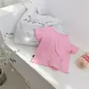 Camiseta de Verano para Niña de Manga Corta, Marca Trendy Infantil con Estilo, Color Caramelo Macaron, Tejido de Modal con Bordes Fruncidos