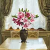 2 Flores 1 Capullo Lirio Simulación Flores Falsas 3D Ceremonia de Boda Salón de Bodas Camino Materiales Florales Decoración de Accesorios para Sala de Estar del Hogar