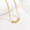 Colar de Titânio com Estilo Geométrico Cool, Venda Quente Transfronteiriça, Nicho, Pingente de Bolinha Dourada Pequena de Luxo Leve, Corrente de Osso de Cobra