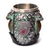 Caneca de resina e aço inoxidável transfronteiriça formato caveira de dragão taça ornamentos de decoração para casa