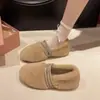Zapatos de felpa con pedrería estilo francés, nuevos zapatos de algodón peludo para otoño e invierno 2026, zapatos Mary Jane de una correa con un diseño único