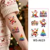 Pegatinas de tatuaje navideñas nuevas en stock para niños, pegatinas faciales de dibujos animados para fiestas, pegatinas decorativas navideñas de graffiti de colores