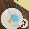 Colar com Espelho de Maquiagem Estrela Colorida Dopamina de Verão Desenho Coração Pequeno Fresco Personalidade Moda Versátil