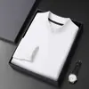 Camiseta de Veludo Double-Sided com Gola Alta Meia-Manga para Homens no Outono e Inverno Cor Lisa Quente Casual Manga Longa Moletom Camiseta de Base Top para Homens