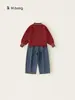 Youbao Huzhou Zhili Roupa Infantil Malha Suéter Cardigan para Criança Grande Jeans de Perna Reta Conjunto de Duas Peças Conjunto de Menina