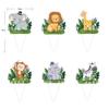Floresta Tropical Animal Tema Leão Bolo Cartão Inserção para Dia das Crianças Decoração de Festa de Aniversário Arranjo