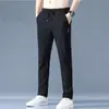 Calça de seda gelada masculina de verão moda coreana fornecimento de comércio exterior em estoque atacado casual fina reta