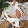 Sandalias Casuales Huecas Transfronterizas para Mujer de Ebay, Chanclas Ligeras de Playa con Tiras Cruzadas, Estilo Europeo y Americano, Huecas de Suela Gruesa y Punta Abierta