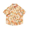 Camisa floral barroca vintage plus size 150kg para homens, camisa de manga curta com folha de bordo para férias na praia havaiana