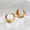 Pendientes de nicho estilo océano con concha de metal, joyería transfronteriza europea y americana, pendientes de rayas estilo frío versátiles retro para mujer