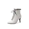 Botines con cordones y tacones finos, talla grande 08-21
