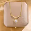 Colar de pérola smiley gota d'água europeu e americano para mulheres, cheio de diamantes, colar de luxo leve versátil com pingente grande de zircônia, joia da moda