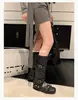 Botines Desmontables Convertibles de Dos Vías para Mujer con Lazo, Estilo Ballet, que Aumentan la Altura, Adelgazantes, para Pantorrilla Ancha, Botas de Montar Arrugadas