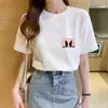 Camiseta Feminina de Manga Curta Estilo Novo de Verão, Camiseta Feminina Estampada Solta e Versátil, Blusa Casual de Meia-Manga para Estudantes