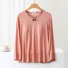 Pijama largo de manga larga para mujer con almohadilla en el pecho primavera y otoño cuello en V top sin sujetador prenda interior de una pieza