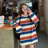 Camiseta de Rayas para Mujer, Estilo Coreano, Corte Holgado, Nuevo Modelo 2026, Primavera y Otoño, Longitud Media, Manga Larga, Top de Moda Estilo Ins, Venta al por Mayor Transfronteriza