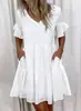 Amazon AliExpress Europa y Estados Unidos moda femenina corta estampada con volantes y bolsillos para mujer
