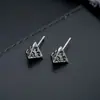 Brincos Cluster de Diamante Cheio de Novo Estilo Transfronteiriços para Homens, Modernos e Versáteis, Brincos de Flor de Íris em Forma de Cruz de Alto Padrão para Mulheres
