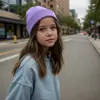 Chapéu de Tricô para Bebê e Criança Pequena Chapéu de Frio Outono Inverno Chapéu de Lã Infantil 3-8 Anos Borda Rebatida Transfronteiriço
