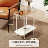 Mesa lateral de sofá ultraestrecha de lujo ligero, mesa lateral de vidrio templado para sala de estar, mesa de café pequeña para uso doméstico, mesita de noche para dormitorio, mueble de almacenamiento estrecho