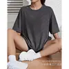 Camiseta de Algodón Talla Europea Personalidad Transfronteriza Minimalista Color Sólido Manga Corta Algodón Puro Peso Pesado Estilo Básico Unisex Versátil para Viajar