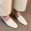 Zapatos Blancos Cuadrados de Tacón Alto Estilo Francés, Nuevos Zapatos de Piel para Mujer Verano 2026, Mocasines para Viajar, Zapatos sin Cordones para Mujer