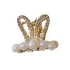 Corona dulce de perlas para niños, clip para flequillo, tocado sencillo tridimensional de pedrería, pasador de metal, estilo coreano, pasador que combina con todo