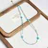 Nova Corrente de Clavícula com Contas Artesanais Mais Vendida para Mulheres, Colar de Pérolas de Água Doce e Pedras Naturais, Estilo Levemente Luxuoso Personalizado, Colar Versátil
