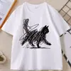 Camiseta com Desenho de Gato em Linha Abstrata Camiseta Minimalista de Gato Graffiti Camiseta Divertida de Animal Camiseta Casual Confortável Gola Redonda Manga Curta