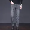 Calça Jeans Preta Masculina Reta Solta 2025 Nova Calça Longa Casual de Alta Qualidade para Homem Lavagem de Outono Versátil