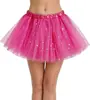 Saia Tutu Adulto em Estoque com 4 Camadas de Tule, Inclui Forro, Lantejoulas de Estrela, Saia de Tule de Comprimento Médio, Saia Bufante, Saia de Performance de Palco