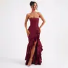 Ropa de mujer transfronteriza europea y americana al por mayor 2024 otoño e invierno nueva moda sexy top de tubo sin hombros vestido de temperamento irregular