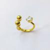 Anel Ajustável Aberto Banhado a Ouro Prata Cobre Ouro Real 18K Cravejado com Strass Anel de Dedo Alimentício Irregular Distintivo Feminino
