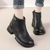 Botas Cortas de Mujer Cómodas Retro Elegantes 2026 Invierno Con Cordones Antideslizantes de Algodón Suela Suave Con Felpa Cálidas Botas de Piel Moda