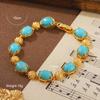 Pulsera de Piedra Natural Estilo Francés Medio Personalizada Retro para Mujer Moda Geométrica Retro Vidrio Combinable Simple