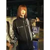 Chaqueta Patchwork con Rayas Dobles Bordadas Estilo Asiático Frío 26SS con Cuello Alto para Hombres y Mujeres, Sudadera Deportiva Corta Estilo Callejero Americano