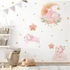 Pegatinas de Pared Autoadhesivas de Cerdo Rosa Lindas de Dibujos Animados Estilo Niña Pegatinas Decorativas de Pared de Fondo para Habitación Infantil BR3258E