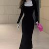 Vestido Longo de Manga Longa Estilo Desejo Puro, Justo ao Corpo, que Molda o Quadril, para Mulheres, Novo Primavera 2026, Base Longa Slim
