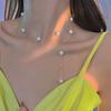 Colar de Pérolas Francês, Corrente de Clavícula com Pingente de Borla Feminina e Versátil Tendência de Nicho Design de Luxo Acessórios Populares