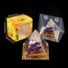 Adorno de Pirámide de Bola de Cristal Natural, Pieza de Decoración para el Hogar de Grava de Cristal Recubierta de Resina, En Caja