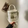 Bolsa para Mujer Estilo Coreano Cilindro Bolsa de Cosméticos Estilo Occidental Color Sólido Bolso de Hombro 2024 Nueva Llegada Cuadros de Diamantes Cadena Cubo Bolso Cruzado